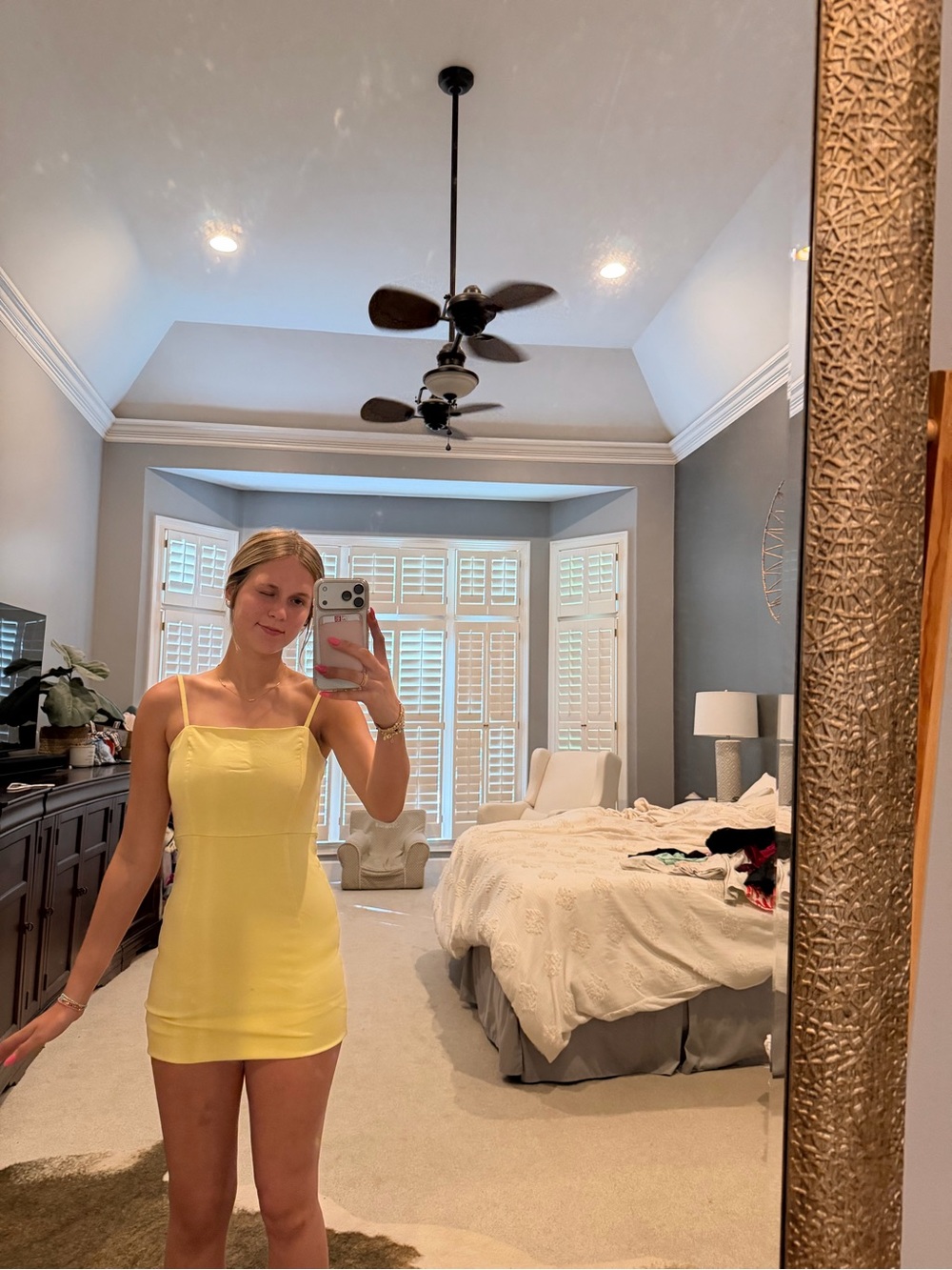 Forever 21 Yellow Mini Cami Bodycon Dress